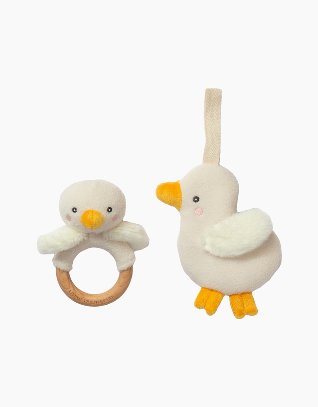 Living Textiles - Teething Ring & Dummy Chain Gift Set - Goosey Goosey