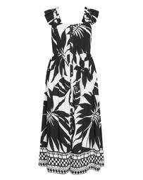 City Chic - Plus size Mirage Oasis Print Tie Back Maxi Dress - ivory