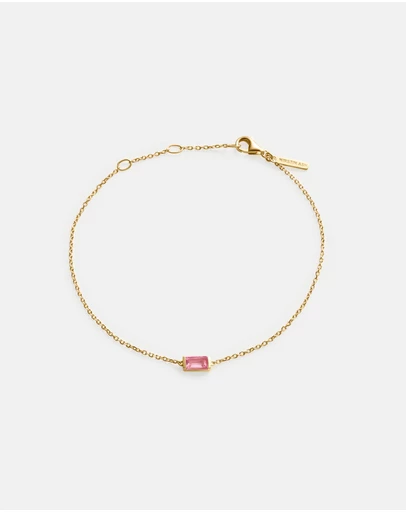 Kirstin Ash - Baguette Birthstone Bracelet October Pink Topaz