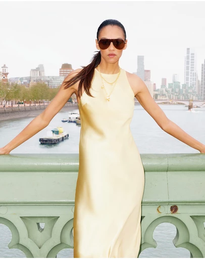 & Other Stories - Sleeveless Satin Midi Dress