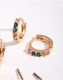 Lovisa - Green Stud & Huggie Hoop Earring Stack Pack