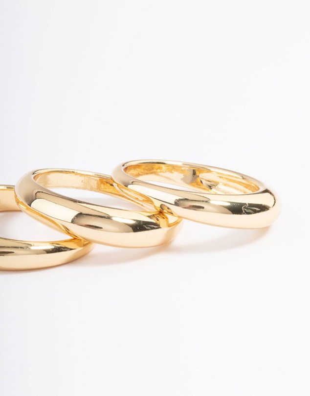 Lovisa - Gold Plated Medium Dome Ring Pack