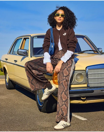 adidas Originals - Satin Snake Print Wide Leg Track Pants - ICONIC EXCLUSIVE