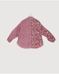 Revibe - Repaired KINGA CSILLA Kamala Block Print Chalm Shirt - AU 6