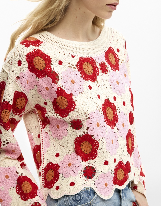 Desigual - Crochet flower sweater