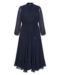 City Chic - Plus size Yasmin Long Sleeve Maxi Dress - navy