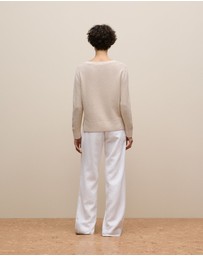 Trenery - Cotton Linen Boatneck Knit in Stone