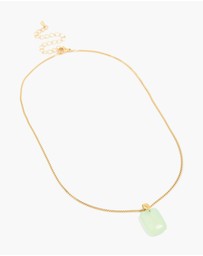 Lovisa - Waterproof Gold Plated Stainless Steel Mint Green Semi Precious Stone Pendant Necklace