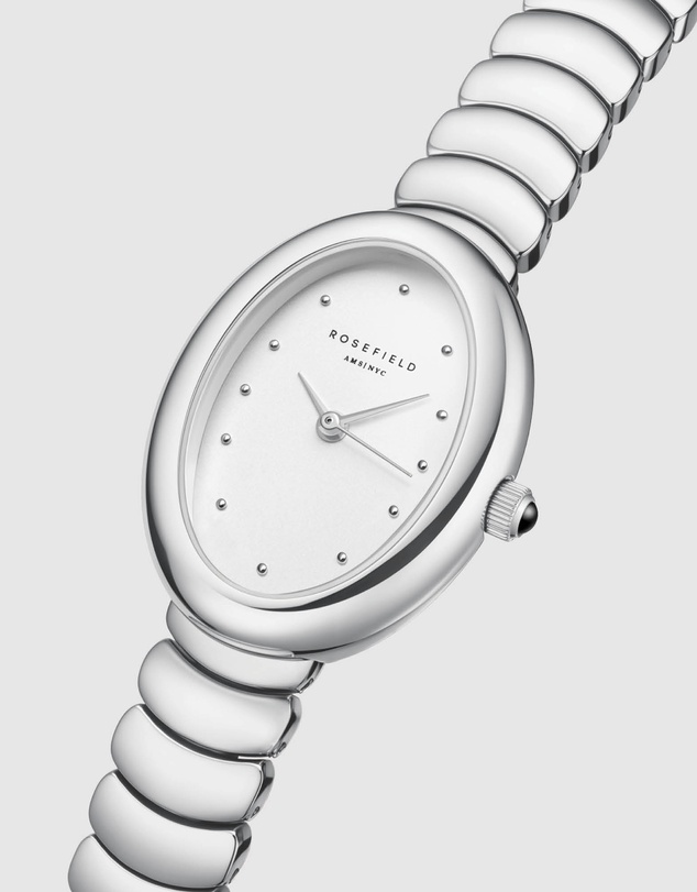 Rosefield - Ovale White Matte Silver-Tone Bracelet Watch