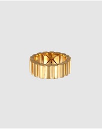 Kuzzoi - ICONIC EXCLUSIVE - Ring Male Solid Groove Look 925 Sterling Silver Gold Plated