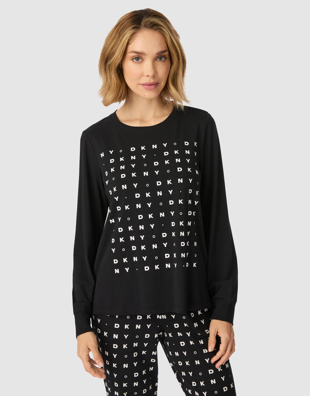 DKNY - Cotton & Viscose Jersey Long Sleeve Top & Jogger Pyjama Set