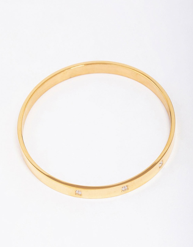 Lovisa - Waterproof Gold Plated Stainless Steel Triangular Cubic Zirconia Flat Bangle