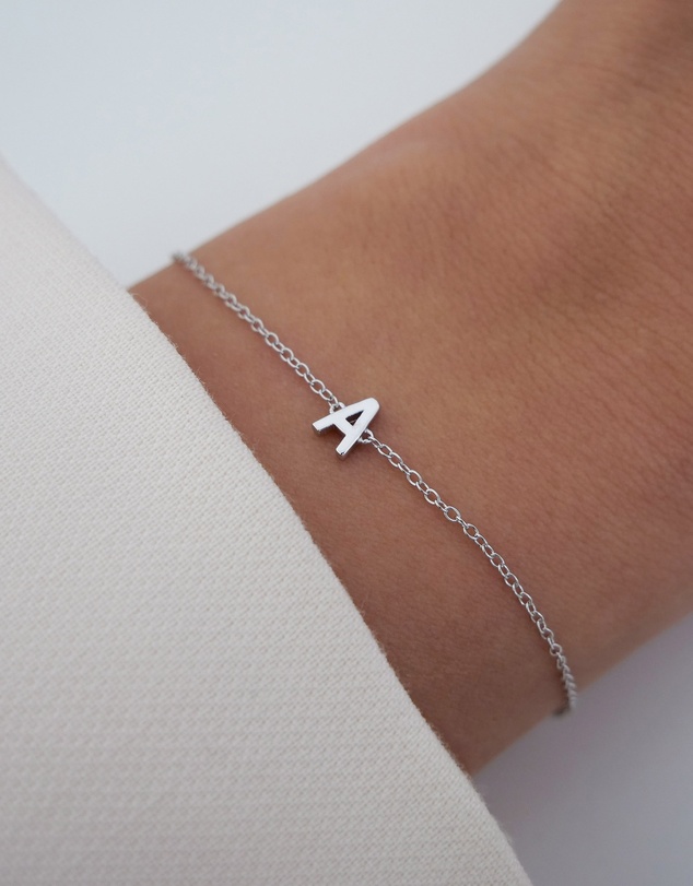 The Silver Collective - Petite A-Z Letter Bracelet Silver - A