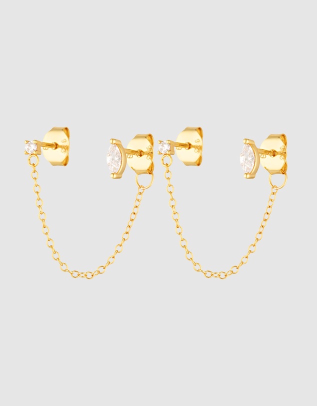 HOUSE OF SLANI - Double Dainty Zelia Chain Stud Earrings