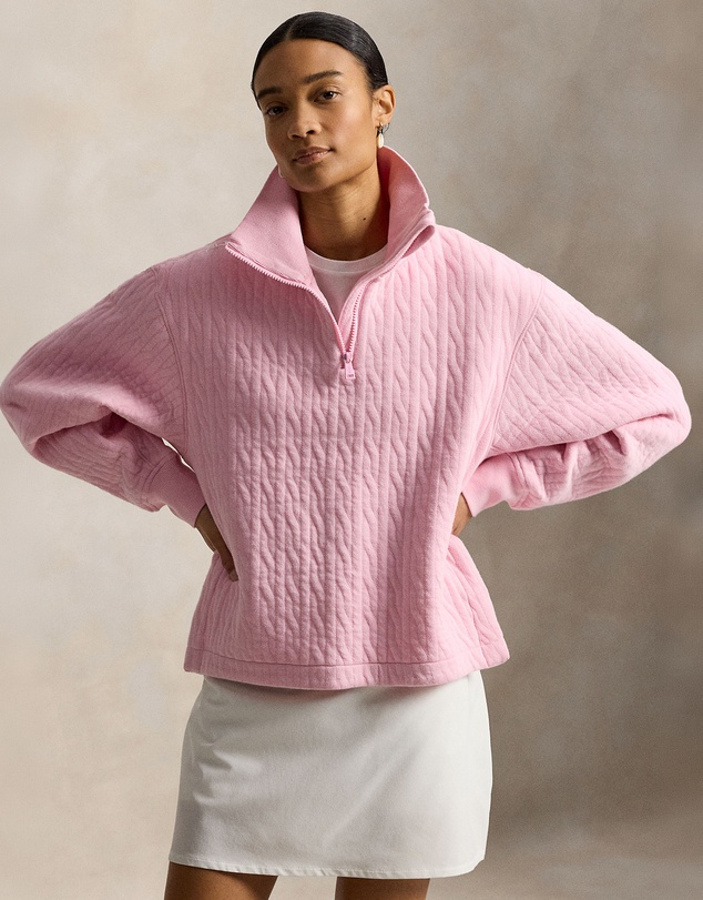 Polo Ralph Lauren - Cable-Quilted Quarter-Zip Sweat