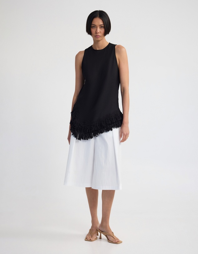 Oxford - Eloise Fringe Trim Linen Blend Top