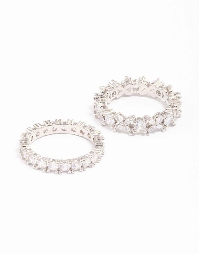 Lovisa - Silver Flower Double Band Stack Ring