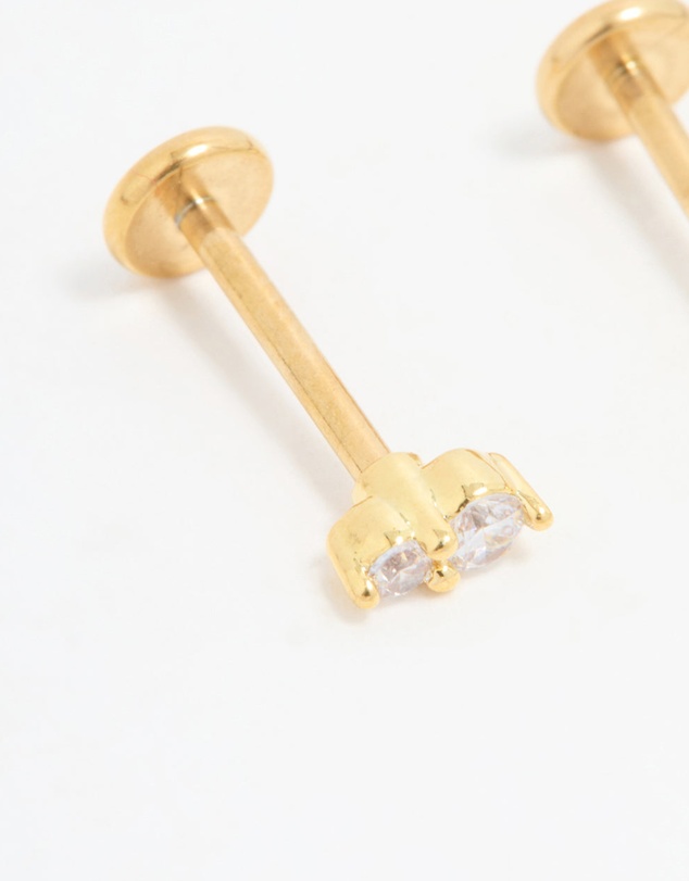 Lovisa - Gold Plated Titanium Cubic Zirconia Flat Back Studs