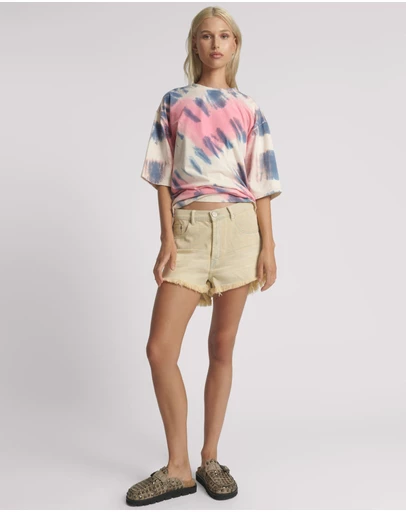 ONE TEASPOON - Outlaws Low Waist Mid Length Denim Shorts - Sunkissed Cream