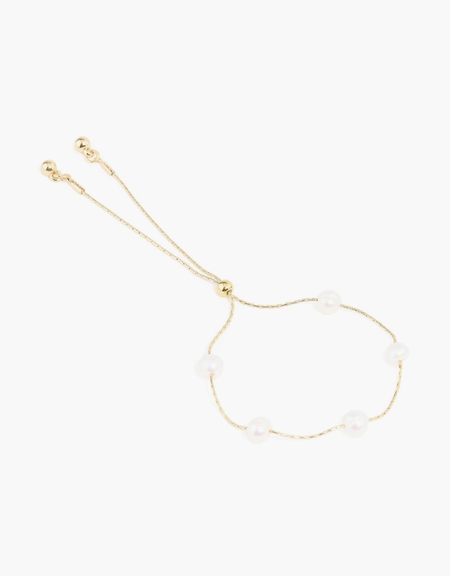 Lovisa - Gold Plated Freshwater Pearl Station Toggle Bracelet