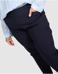 Love Your Wardrobe - Jada Wide Elastic Waist Stretch Bengaline Pants