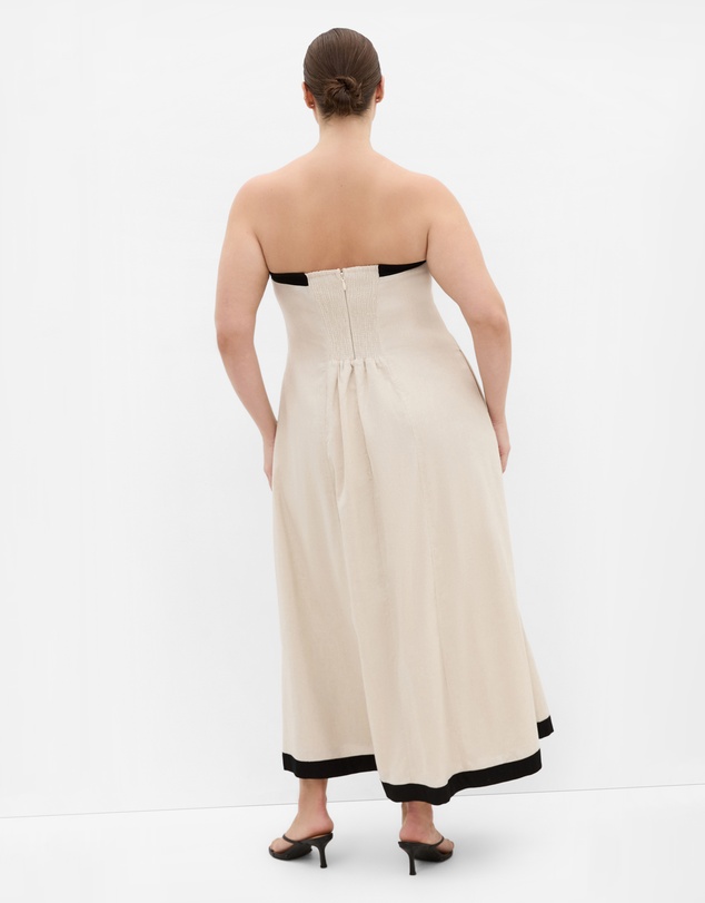 City Chic - Plus size Contrast Strapless Maxi Dress - natural