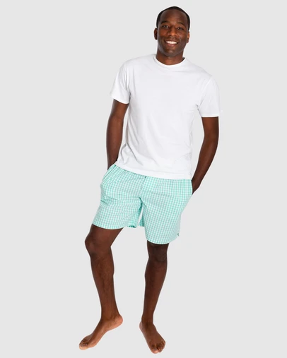 Sant And Abel - Men's Hepburn Gingham Mint Sleep Shorts