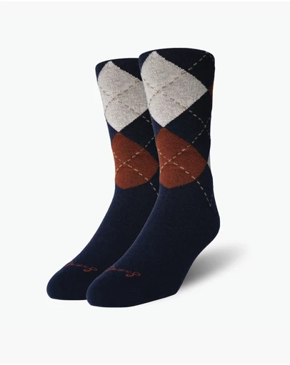 Swanky Socks - Navy Copper Argyle