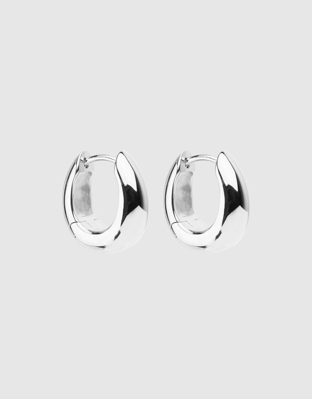 Najo - Arco Silver Huggie Earrings