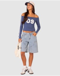EDIKTED - Jacqui Low Rise Denim Bermuda Shorts