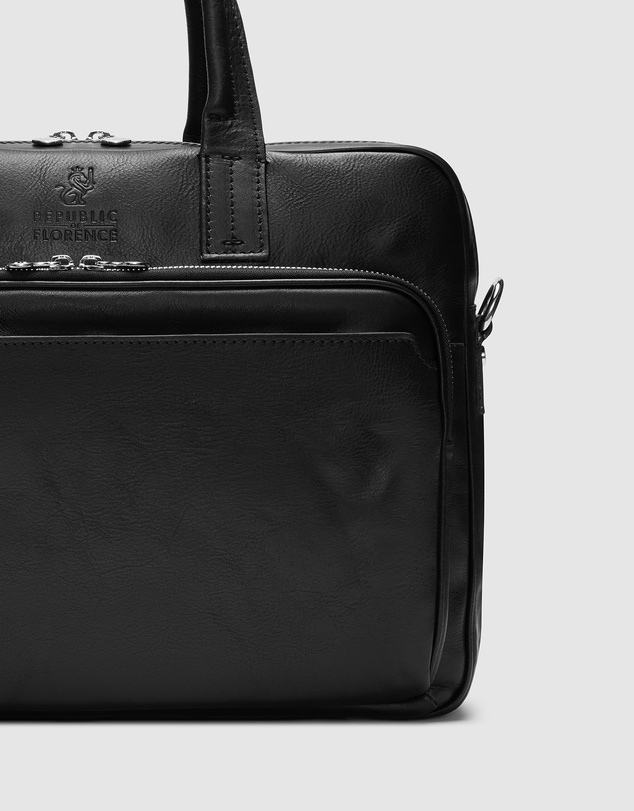 Republic of Florence - Pretoria Matt Black Leather Laptop Briefcase