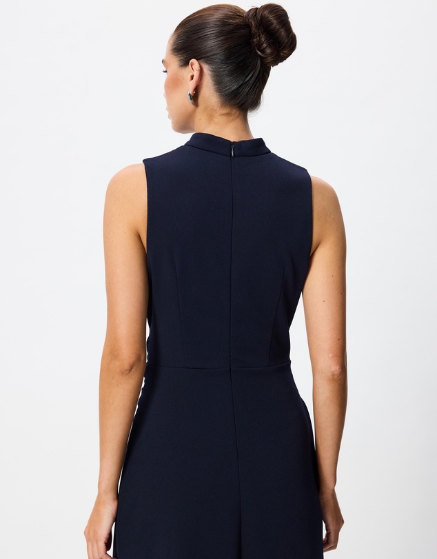Tussah - Lillian High Neck Tie Waist Midi Dress