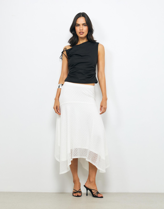 AERE - Evie Asymmetric Ruched Poplin Top