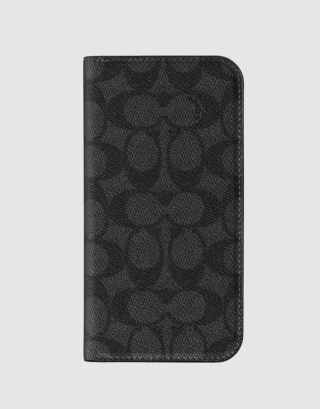 Coach - Coach Folio Case Signature Charcoal for iPhone 16