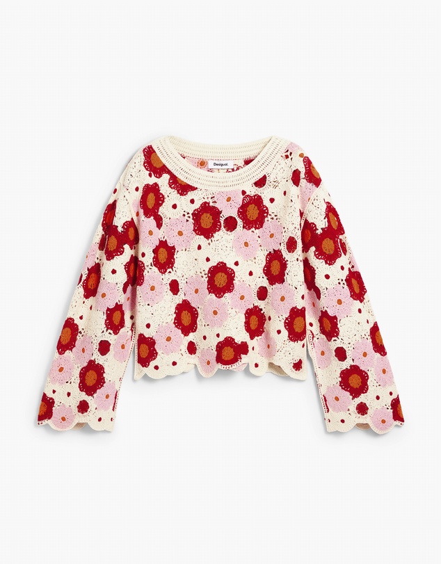 Desigual - Crochet flower sweater