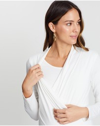 Angel Maternity - Maternity V-Neck Cross-Over Bamboo Long Sleeve Top