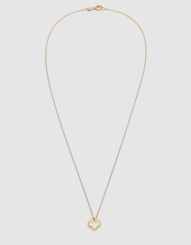 Elli Jewelry - Necklace Crystal Cloverleaf 925 Sterling Silver Gold-Plated