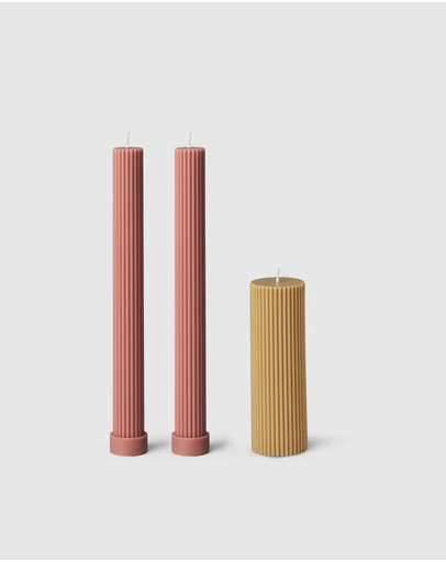 Black Blaze - Column Pillar Candle Combo