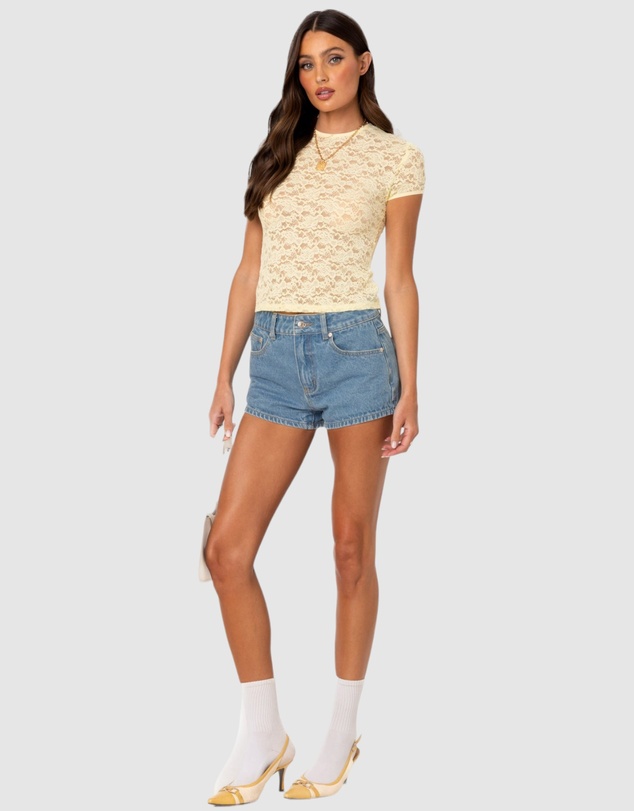 EDIKTED - Kaori Sheer Lace T Shirt
