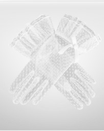 DENTS - Spotty Tulle Gloves with Double Cuff and Bow