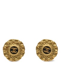 Pre-Loved by Azura Reborn - Pre-Loved CC Gold Plated Enamel Round Clip On Earrings