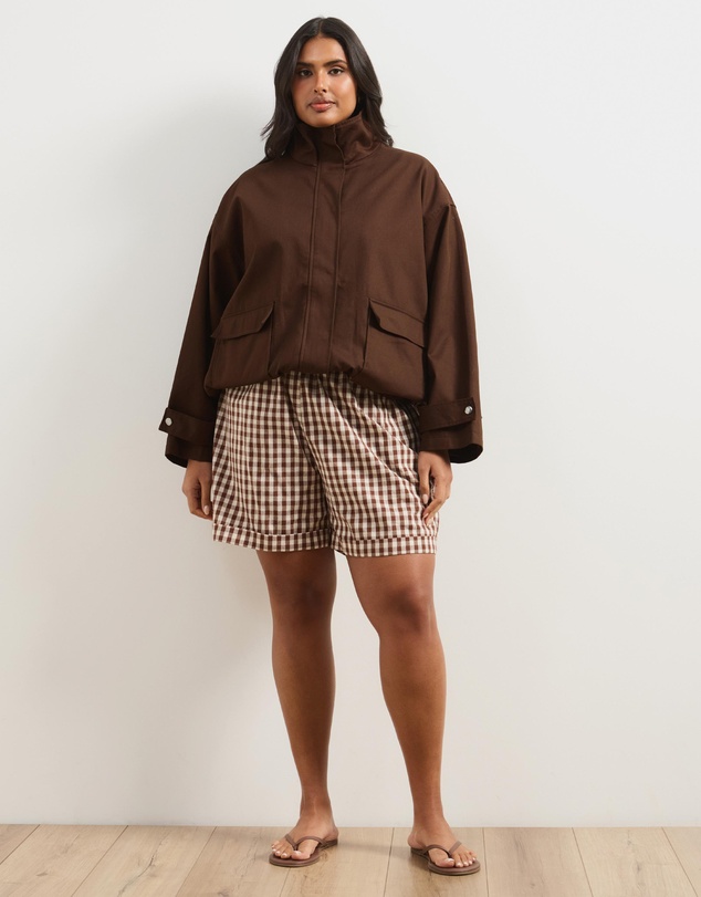 Atmos&Here Curvy - Elodie Gingham Elasticated Waistband Shorts