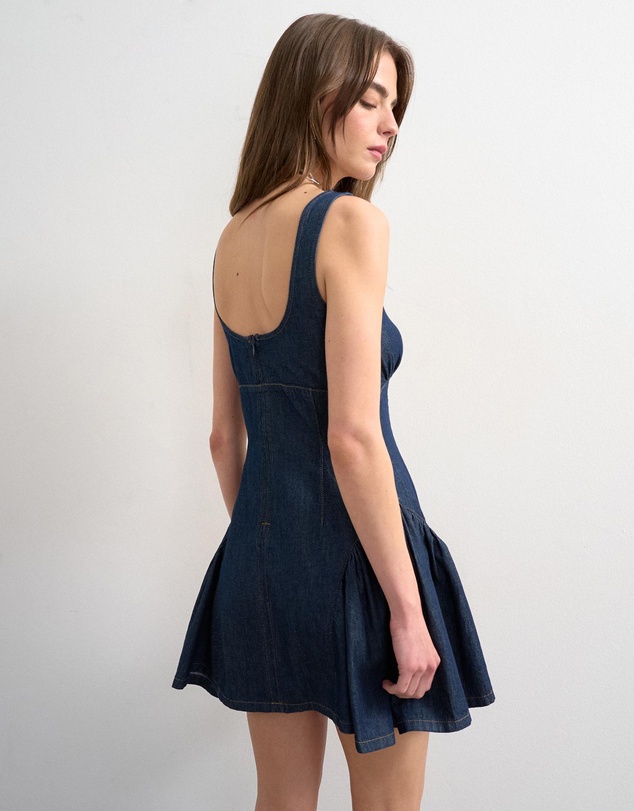 TOPSHOP - Eva Denim Peplum Hem Mini Dress