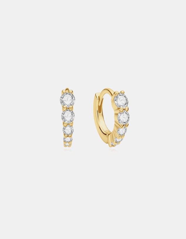 Ania Haie - Gold Graduated Sparkle Huggie Hoop Earrings