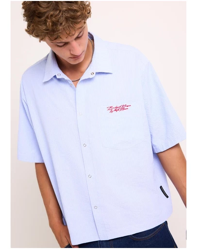 Black Noise White Rain - Crinkel Short Sleeve Shirt