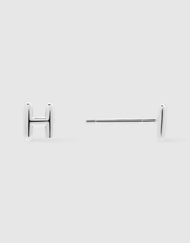 Wanderlust + Co - Alphabet Bubble Silver Stud Earrings - Letter H