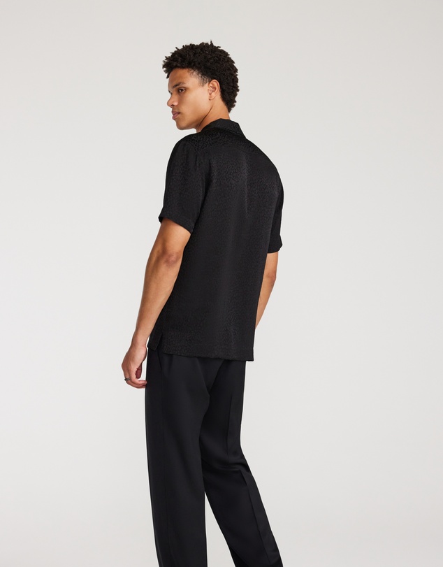 Calibre - Animal Jacquard Silk Short Sleeve Shirt Black