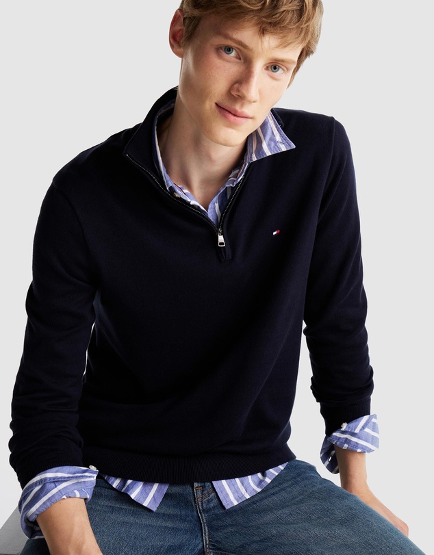 Tommy Hilfiger - Half-Zip Mock Turtleneck Jumper