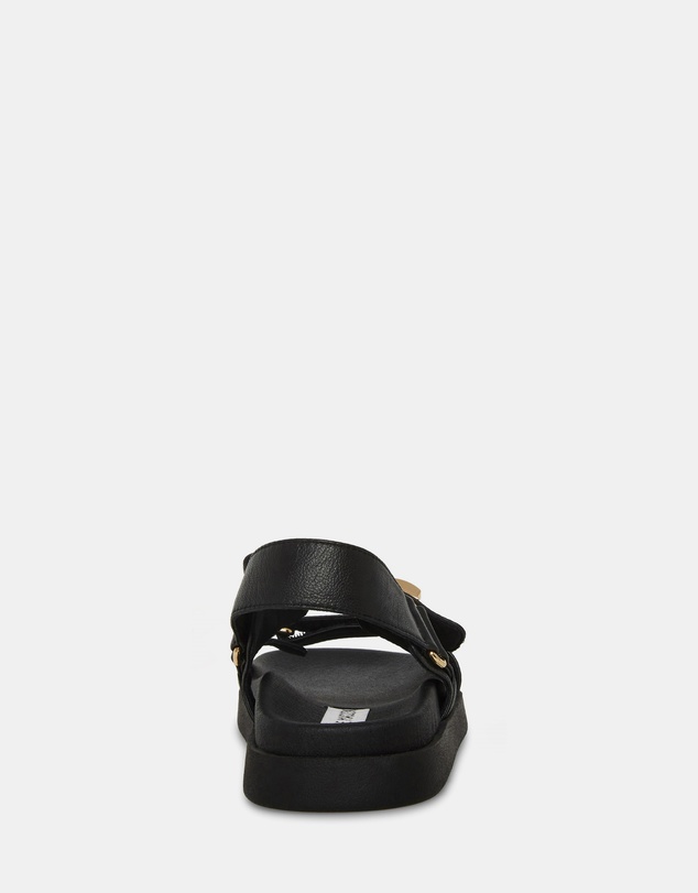 Steve Madden - Mona Black Leather Sandals