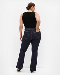 City Chic - Plus size Asha Fit Jasmin Flare Leg Regular Jean - dark wash